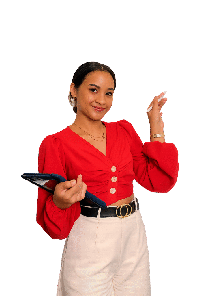 ผู้หญิงที่มั่นใจแสดงแบบฟอร์มบัญชี